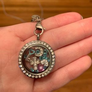 Origami owl necklace with chain and charms